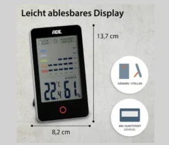 ADE Digitales Hygrometer mit Schimmelalarm, schwarz