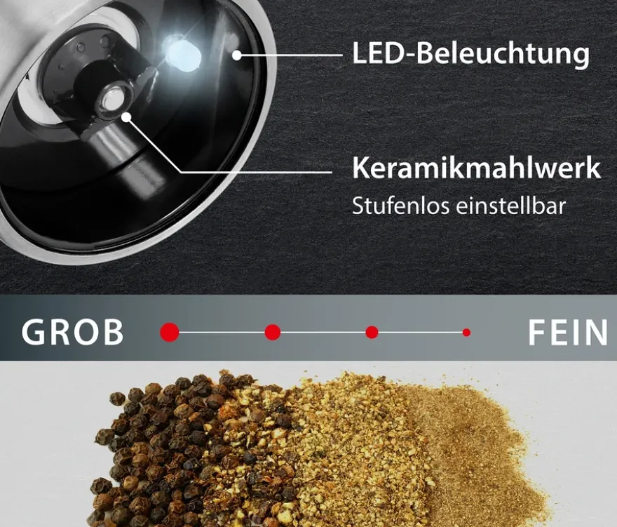 ADE Elektrische Salz-und-Pfeffermühle mit Beleuchtung, mint