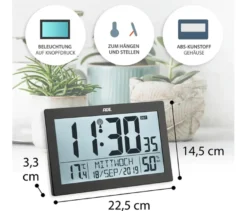 ADE XL-Funkwanduhr mit Thermometer und Hygrometer