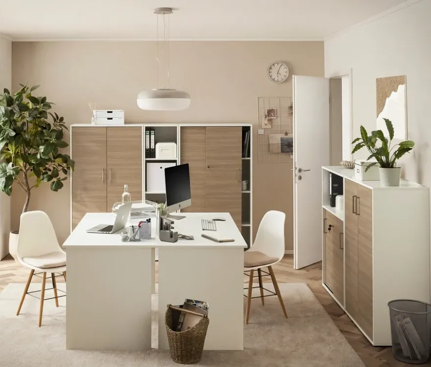 Aktenschrank »Metz«, 2-türig, groß, matt weiß/canello