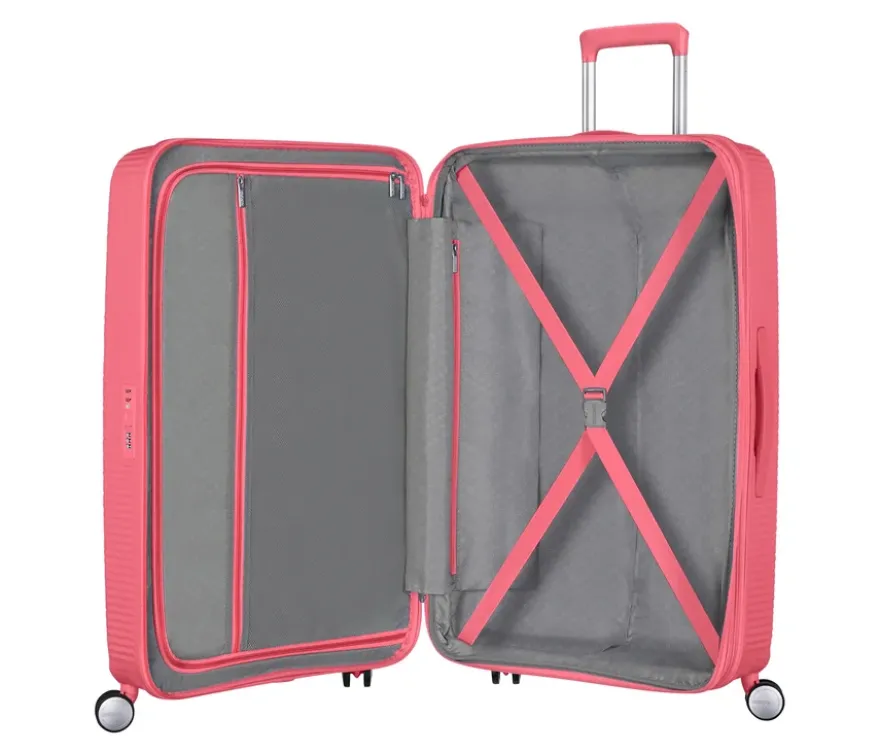 American Tourister Hartschalen-Koffer »Soundbox« Spinner, groß, sun kissed coral