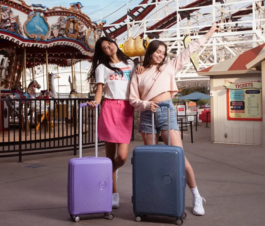 American Tourister Hartschalen-Koffer »Soundbox« Spinner, groß, stone blue