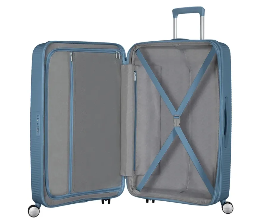 American Tourister Hartschalen-Koffer »Soundbox« Spinner, groß, stone blue