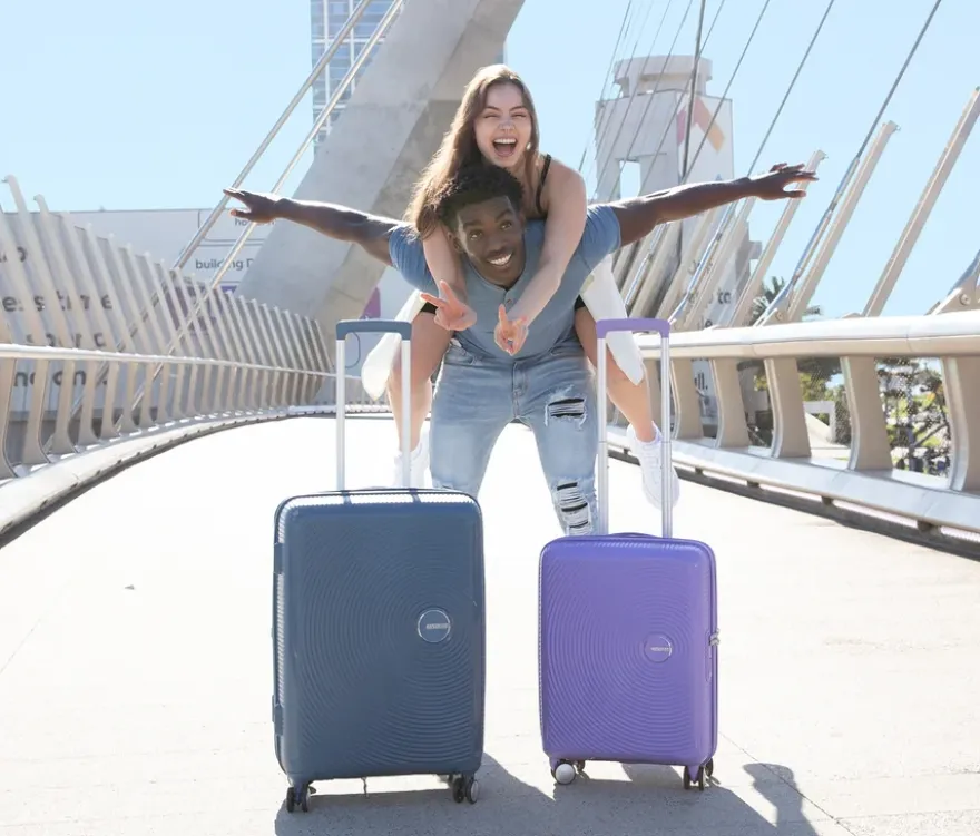 American Tourister Hartschalen-Koffer »Soundbox« Spinner, groß, stone blue