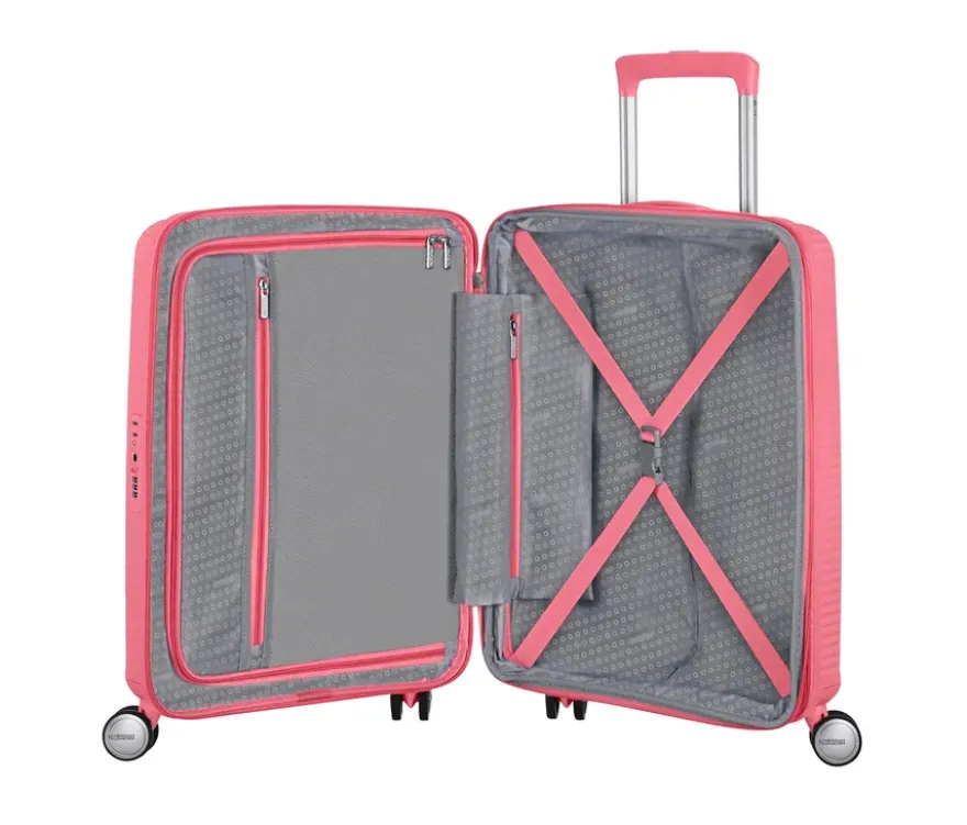 American Tourister Hartschalen-Koffer »Soundbox« Spinner, klein, sun kissed coral