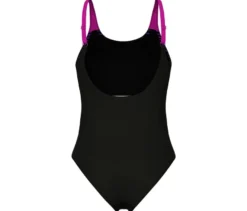 arena Feel Damen Badeanzug Side Placement U Back Bustier, black-multi-very fuchsia