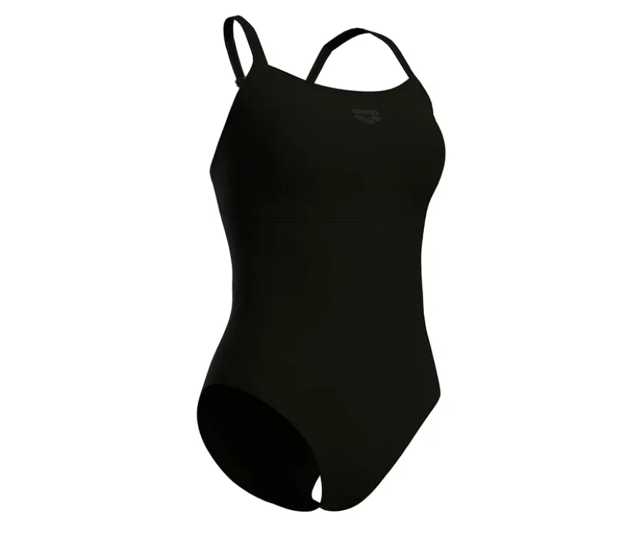 arena Feel Damen Badeanzug Solid Lightdrop Back Bustier, BLACK-BLACK