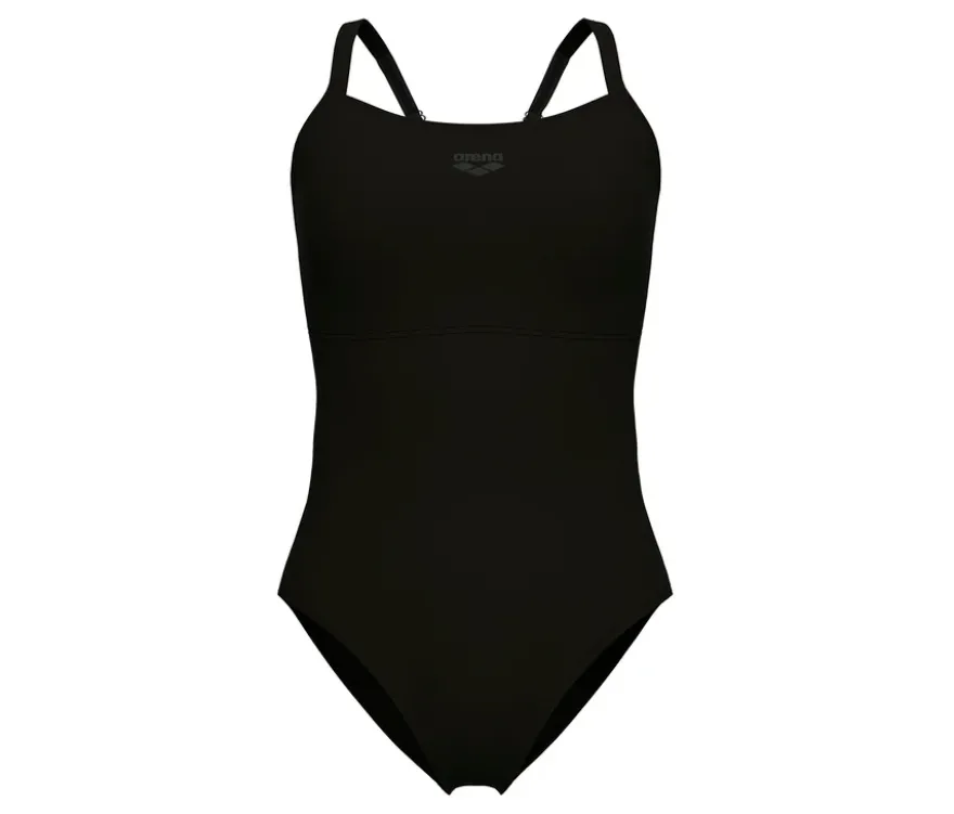 arena Feel Damen Badeanzug Solid Lightdrop Back Bustier, BLACK-BLACK