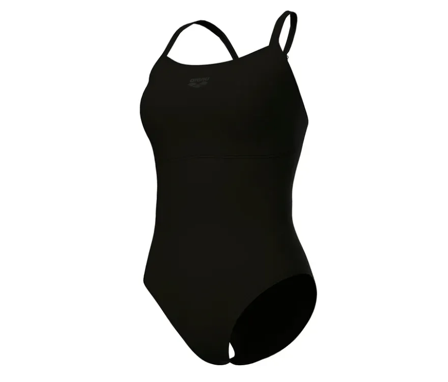arena Feel Damen Badeanzug Solid Lightdrop Back Bustier, BLACK-BLACK