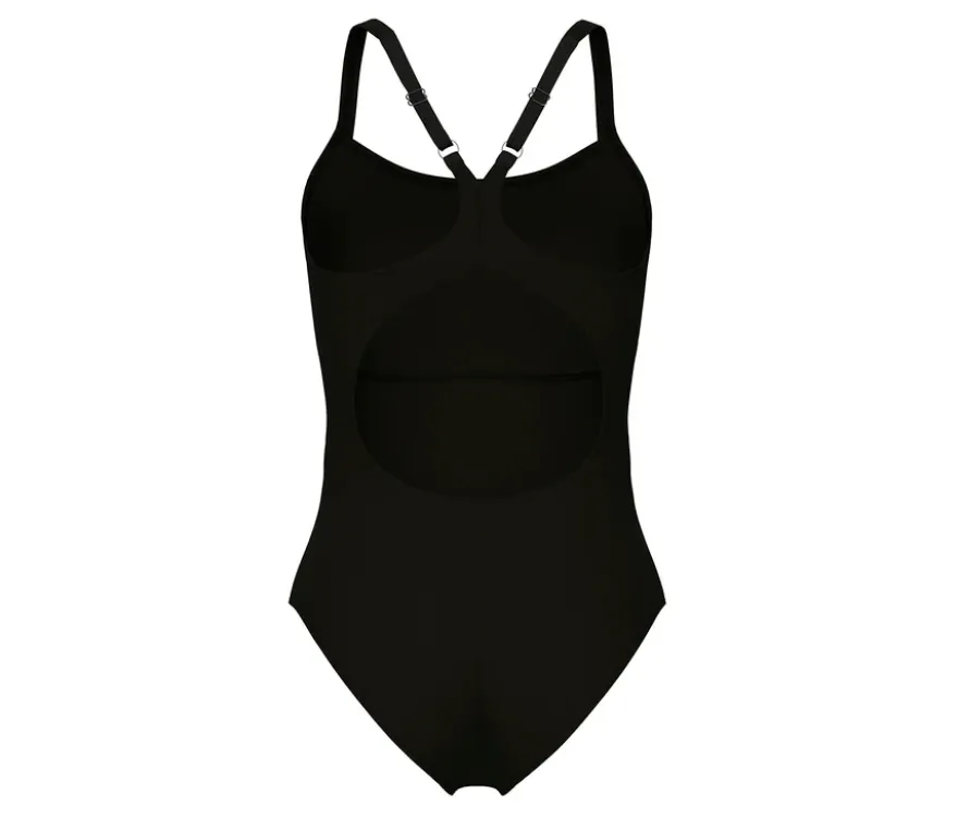 arena Feel Damen Badeanzug Solid Lightdrop Back Bustier, BLACK-BLACK