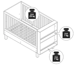 Babybett »Leira« mit integriertem Bücherregal