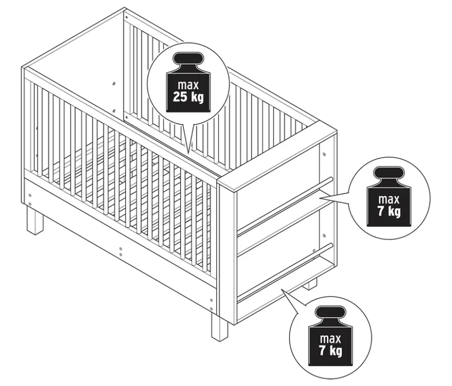Babybett »Leira« mit integriertem Bücherregal
