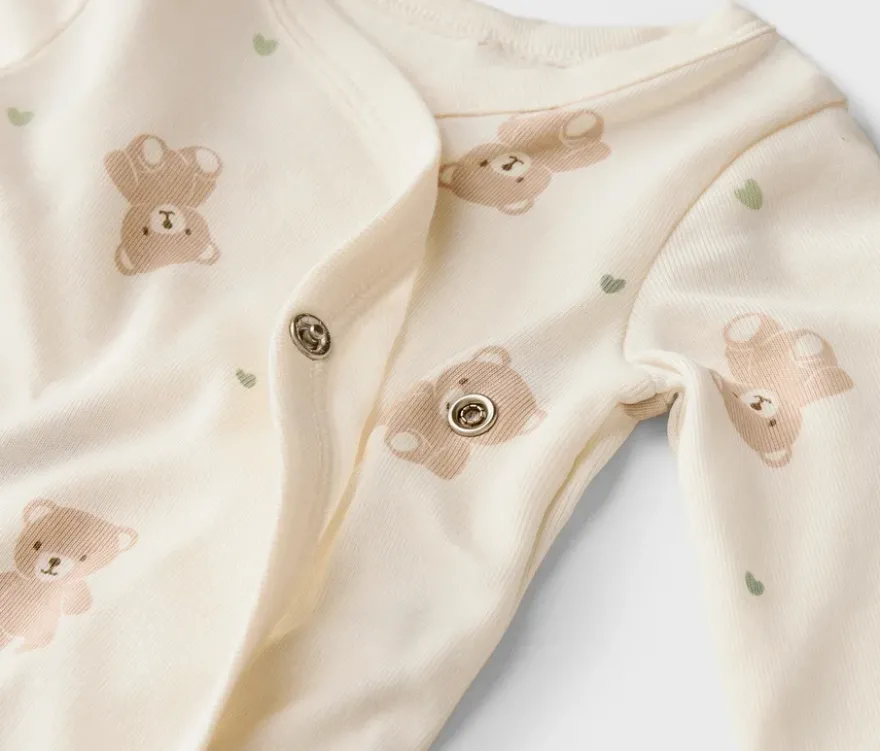 5 Baby-Bodys mit Mitwachsfunktion, Bärchen