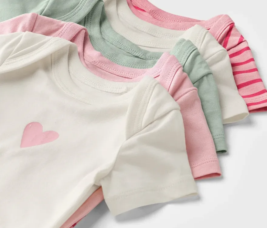 5 Baby-Bodys mit Mitwachsfunktion, Herzen