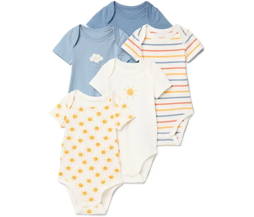 5 Baby-Bodys mit Mitwachsfunktion