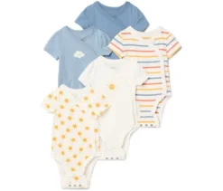 5 Baby-Bodys mit Mitwachsfunktion