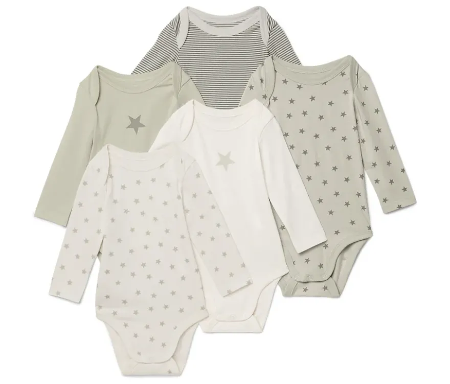 5 Baby-Bodys mit Mitwachsfunktion