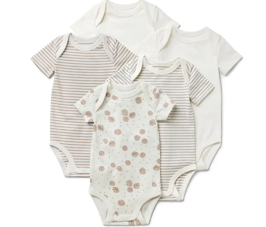 5 Baby-Bodys mit Mitwachsfunktion