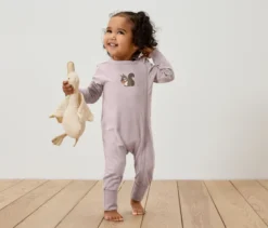 Baby-Pyjama, rosa/weiß