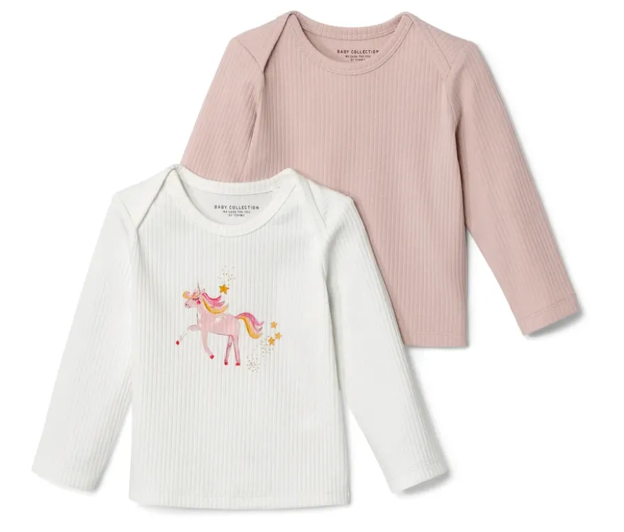 2 Baby-Rippshirts, Einhorn