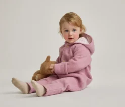 Baby-Walkoverall mit Merinowolle, rosa
