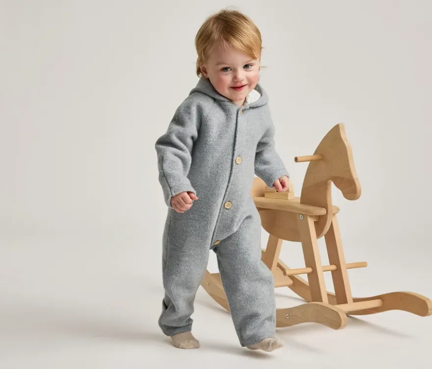 Baby-Walkoverall mit Merinowolle, grau