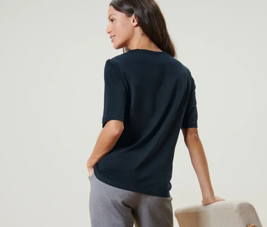 Basic Halbarmshirt, dunkelblau