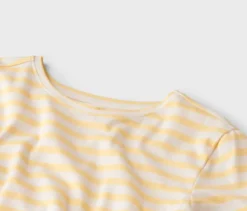Basic Halbarmshirt, offwhite-buttergelb gestreift