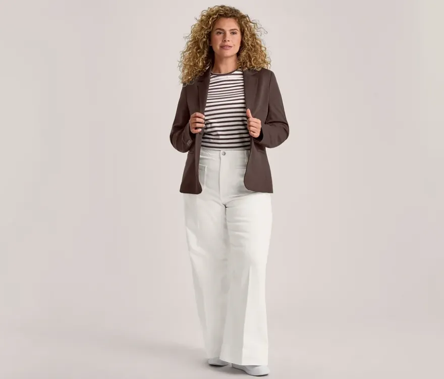 Basic Halbarmshirt, offwhite-braun gestreift