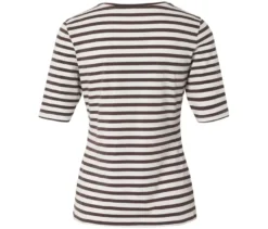 Basic Halbarmshirt, offwhite-braun gestreift