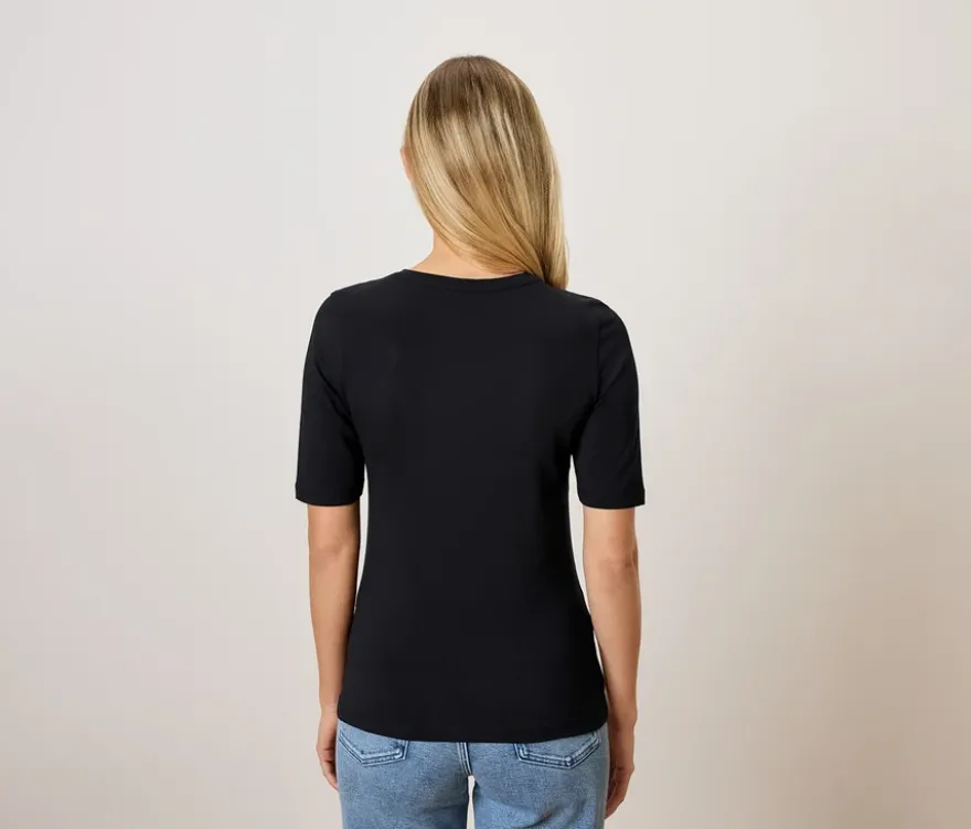 Basic Halbarmshirt, schwarz