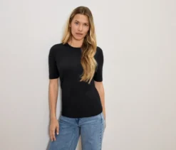 Basic Halbarmshirt, schwarz