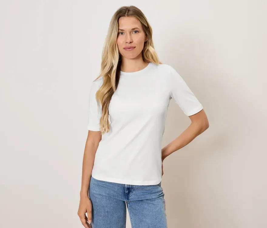 Basic Halbarmshirt, weiß