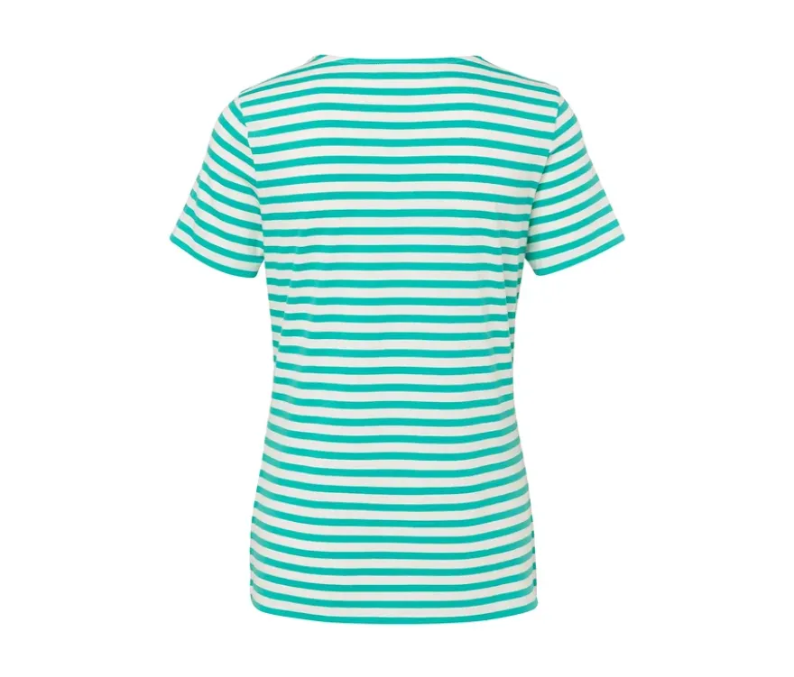 Basic T-Shirt, aqua-weiß gestreift