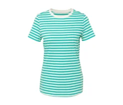 Basic T-Shirt, aqua-weiß gestreift
