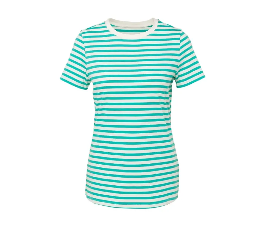 Basic T-Shirt, aqua-weiß gestreift