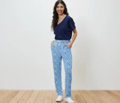 Bedruckte Jerseyhose, blau
