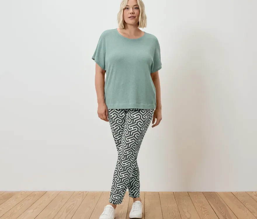 Bedruckte Jerseyhose, grün