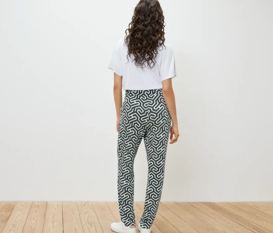 Bedruckte Jerseyhose, grün