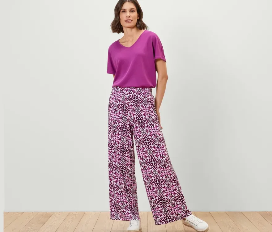 Bedruckte Palazzohose, berry