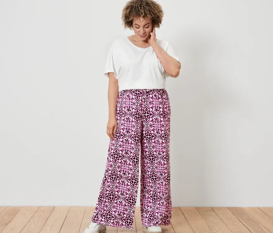 Bedruckte Palazzohose, berry