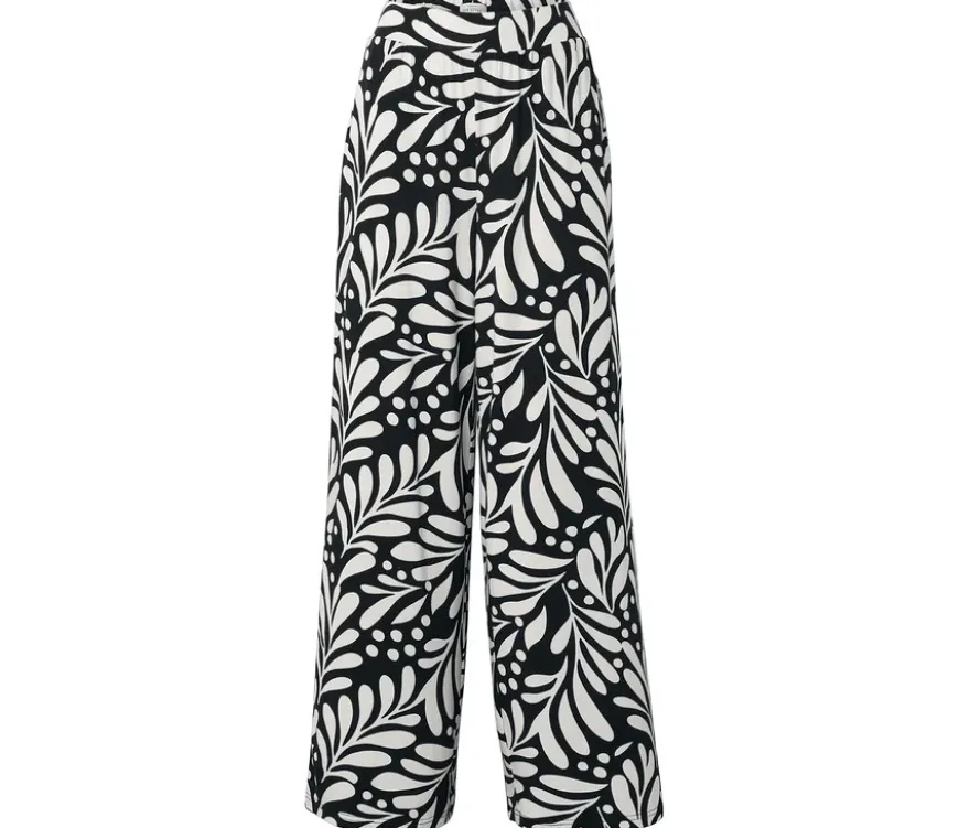 Bedruckte Palazzohose, schwarz