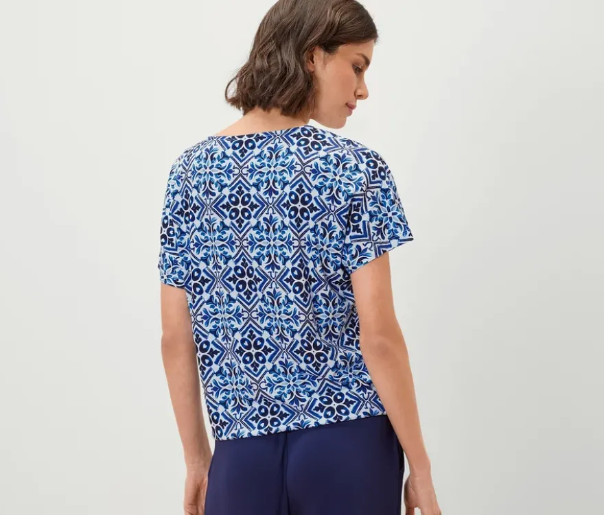 Bedrucktes Blusenshirt, blau