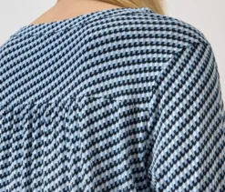 Bedrucktes Blusenshirt, dunkelblau-blau-weiß
