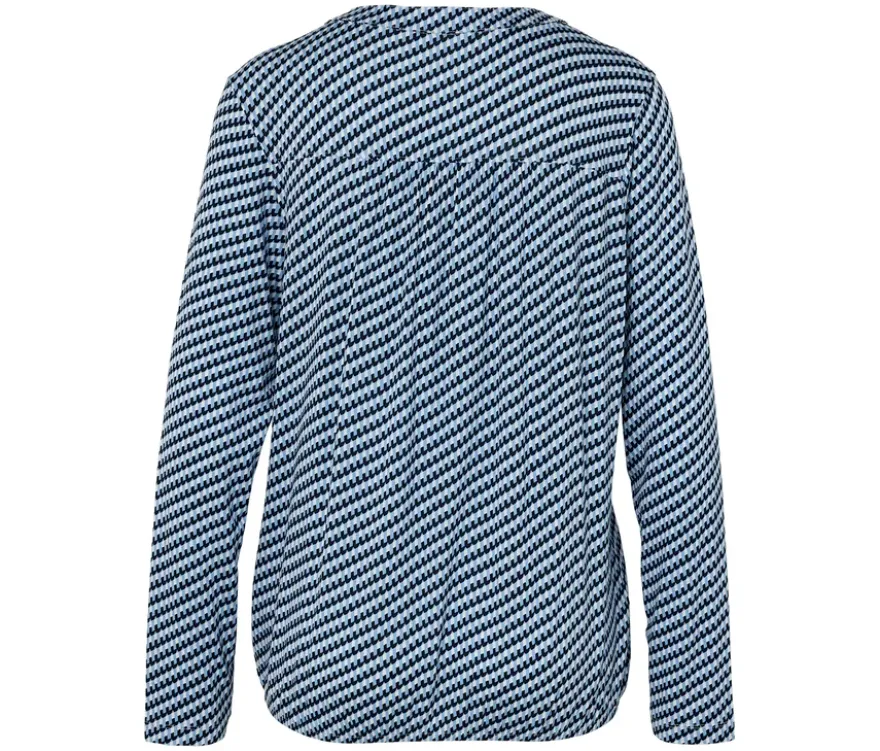 Bedrucktes Blusenshirt, dunkelblau-blau-weiß
