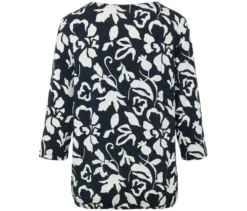 Bedrucktes Blusenshirt, dunkelblau-weißer Alloverprint