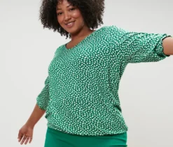 Bedrucktes Blusenshirt, grün