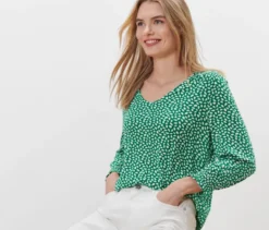 Bedrucktes Blusenshirt, grün