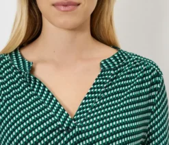 Bedrucktes Blusenshirt, grün-dunkelblau-weiß