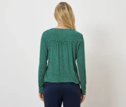 Bedrucktes Blusenshirt, grün-dunkelblau-weiß